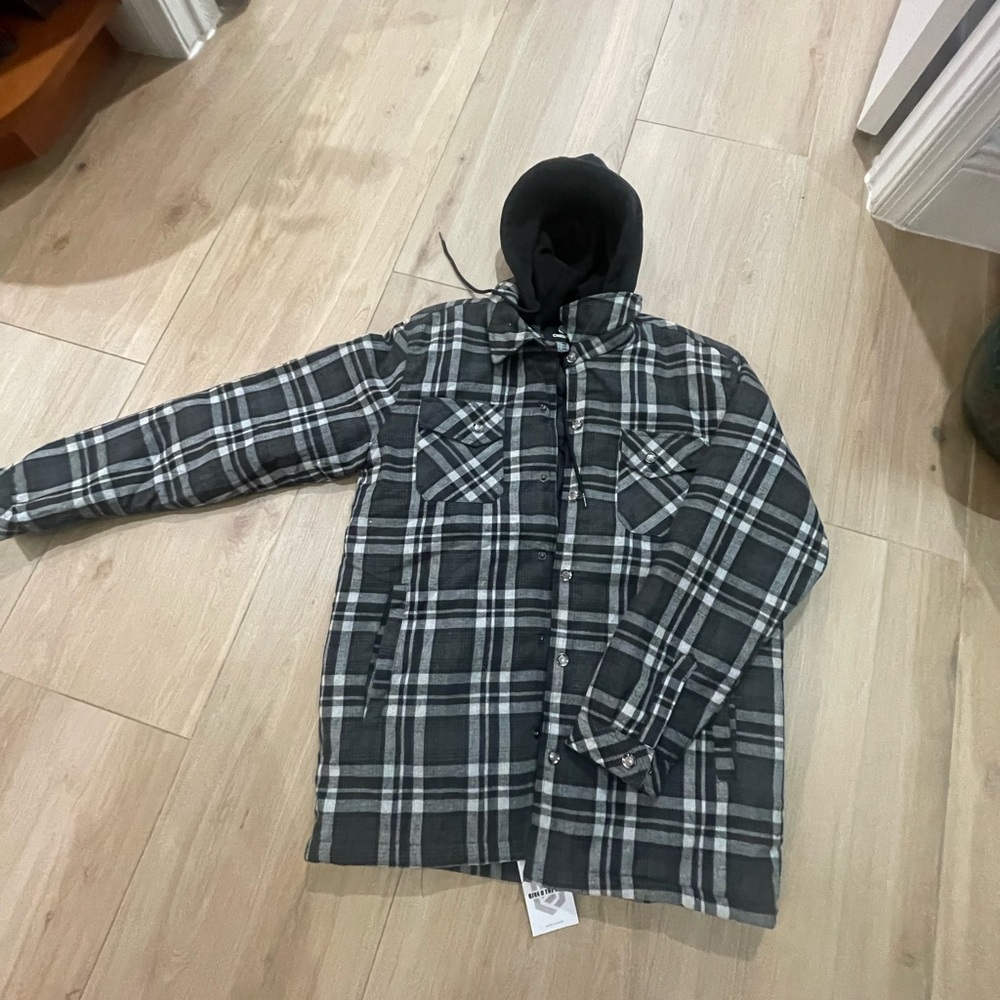 Men's Chexpel Black and Gray Plaid Jacket
